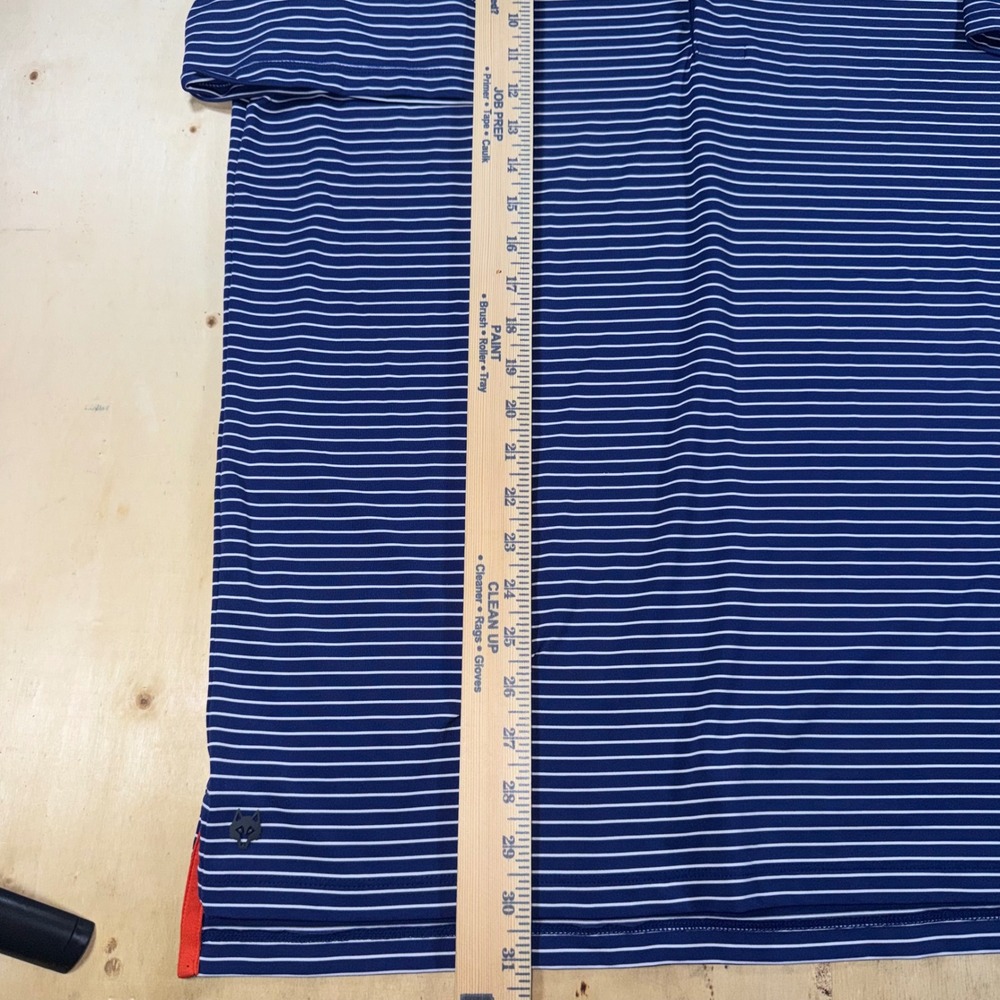 Greyson Mens L Golf Polo Shirt Blue White Stripe Performance Richland Logo - Picture 3 of 5